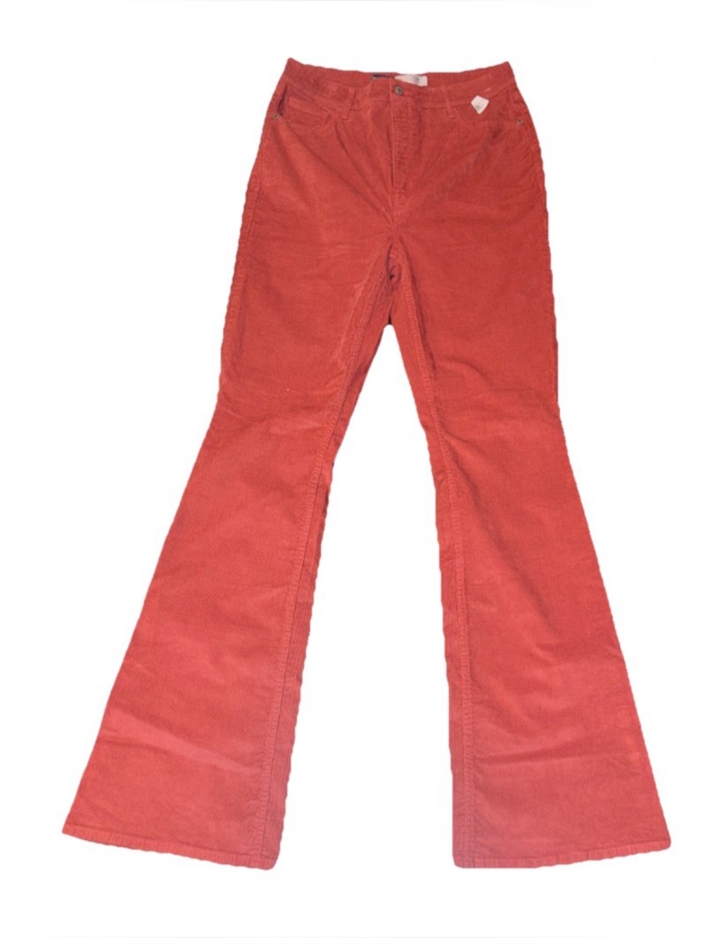 Old Navy Higher High Rise Flare Pants Rust Orange Corduroy size 12 tall